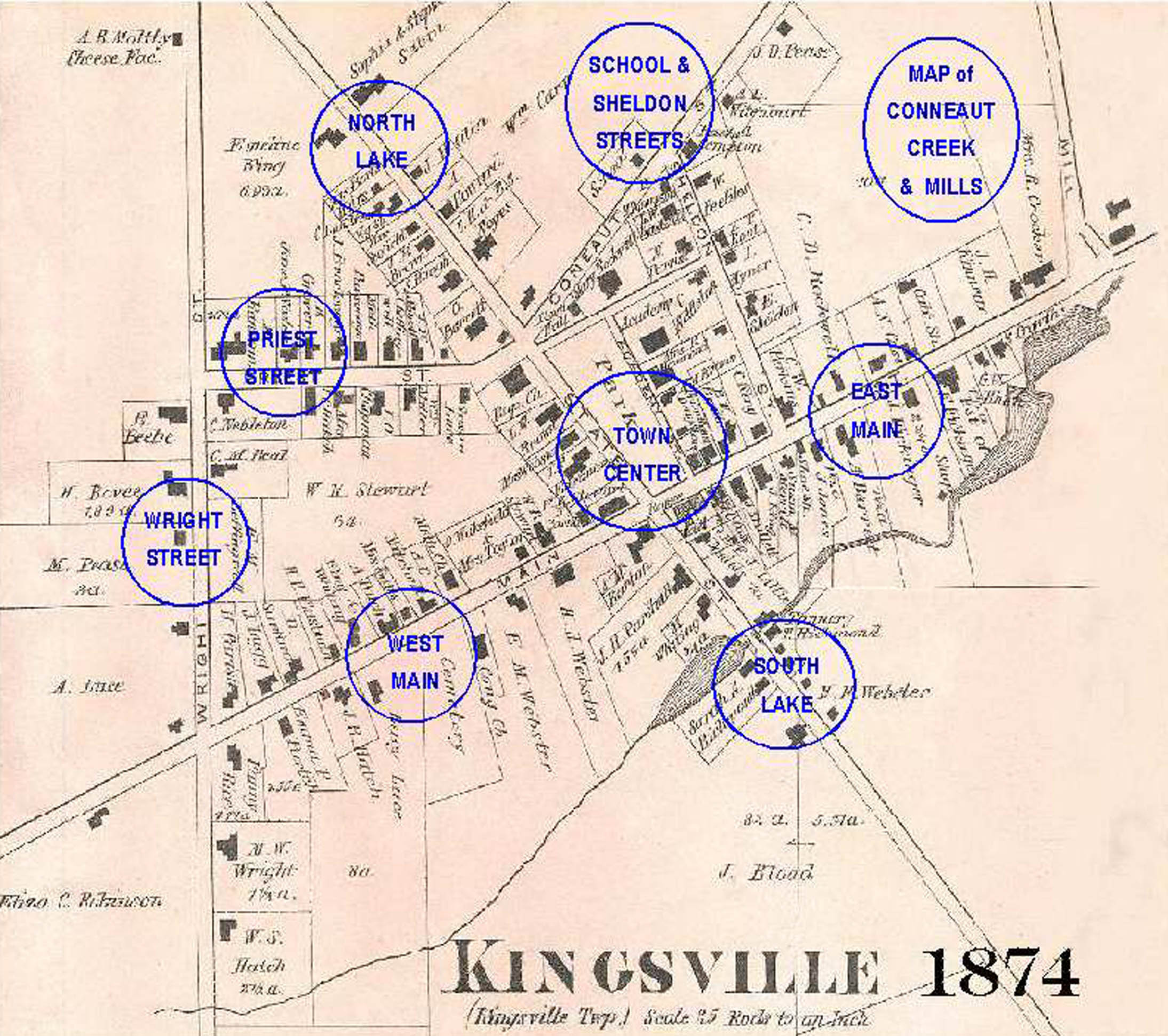 Kingsville Ohio 1874 Map